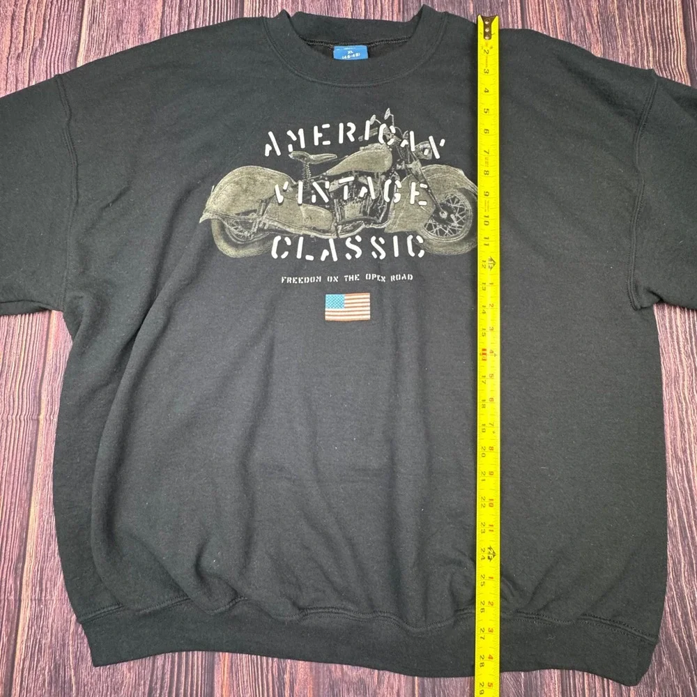 Puritan Sweatshirt XL Black Cotton Blend Biker American Vintage Classic Graphic